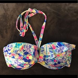 Victoria’s Secret blue flowery bikini top 36 DD